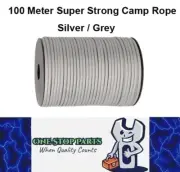 100m Silver / Grey 550lb Military 9 core Paracord Rope 4mm Outdoor Camping Rope