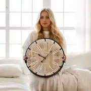 Grand Farmhouse Wall Clock, Vintage-Inspired Wood & Metal Design with 20 Inch