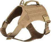 EXCELLENT ELITE SPANKER Tactical Dog Harness Vest with Handle Military Dog Harness Adjustable Training Harness No Pull Dog Harness for Small Medium Large Dogs (Coyote Brown-L)