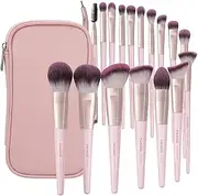 Makeup Brushes with Case, MAANGE 18 Pcs Professional Makeup Brush Set Premium Synthetic Face Kabuki Brush Kit Foundation Powder Eyeshadow Make Up Brushes Set (PinkGold)