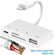 8-Pin to USB2.0 Micro SD TF Card Reader w/Charging Port Adapter for iPhone/iPad