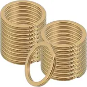 uxcell 20pcs Split Keychain Rings, 32mm Round Flat Keyrings Stainless Steel Open Key Chain Ring Dog Tag Rings for DIY Keychain Craft Lanyard, 2.4mm Thick, Gold