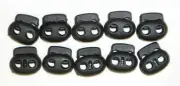 10 Small 1/8" Hole Black Dual Hole Spring Cord lock Barrel String Toggle Slider