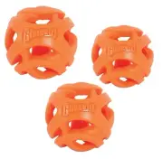 Breathe Right Dog Fetch Ball Treat Dispensing Hollow Orange Rubber Choose Size