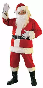 Santa Claus Flannel Suit Costume Adult Men's Christmas Wig Beard Rubies