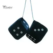 Plush Dice Pendant with Lanyard Vintage Charm Car Hanging Ornament Stress Relief Toy for Car Interior Rearview Mirror Decoration black