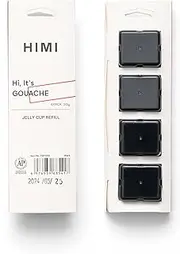 HIMI Gouache Paint Jelly Cup Refill, 4 Pack 30g, Single Color Paint for Artists & Hobby Painters, Unique Design In Jelly Cup Rich Pigment (Black)