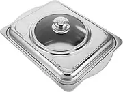 KOCKSHION Buffet Dish Stainless Steel Food Container Capacity Serving Tray with Glass Lid and Easy to Clean Catering Pan for Events for Tableware and Desserts Storage