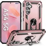 [ADDIT] for A54 Case Samsung A54 5G Case, Military Grade Protective Samsung Galaxy A54 Cases Cover with Ring Car Mount Kickstand for Samsung Galaxy A54/A54 5G - Rose Gold