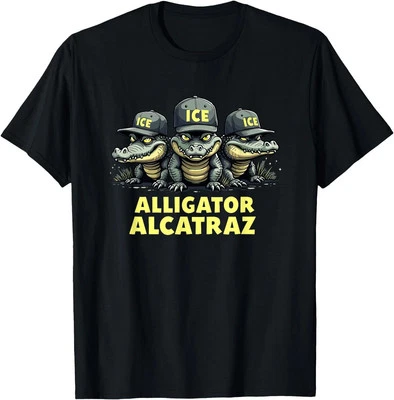 Alligator Alcatraz T-Shirt Funny Florida ICE Graphic Novelty Shirt Fan Size S-3X