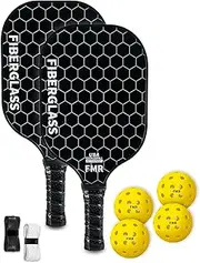 Feel my rhythm Pickleball Paddles Set of 2 with 4 Balls - USAPA Approved Fiberglass Surface, Lightweight, Non-Slip Grip - Premium Paddle Set for All Skill Levels Indoor & Outdoor