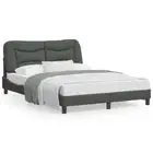 Bed Frame with Headboard Dark Grey 137x187 cm Double Size Fabric vidaXL