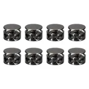 8Pcs Metal Cord Locks, 3.5mm Double Hole Toggle Spring Stop, Metallic Black