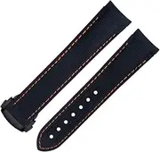 [KAVJU] 20mm Black Orange Line High Density Nylon Cowhide Watchbands For Omega Curved End Watch Band
