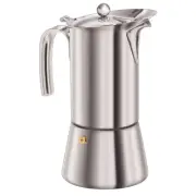 Euroline SLV 10-Cup Stovetop Stainless Steel 2.5L Coffee Moka Pot Espresso Maker