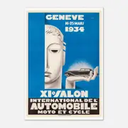 Galrie Vintage 1934 Switzerland XI International Motor Show Geneva Advertising Poster, Poster Only, A1 60 x 84cm (23 x 33inch)