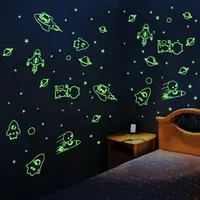 在飛比找樂天市場購物網優惠-宇宙飛船月亮星星夜光貼紙嬰幼兒童房寶寶牆貼畫幼兒園開學裝飾品
