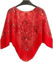[Generic] Women's Glittering Scarf Sequin Wedding Cape Fringed Evening Shawl Wrap ﻿