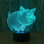 3D Illusion LED Baby Night Light 7-Color Changing PIG Desk Lamp Decorative