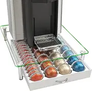 DecoBros Supreme Glass Vertuoline Drawer, Holds with 28 Big or 56 Small Vertuoline Pods, White