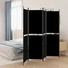 4-Panel Room Divider Folding Wall Privacy Screen Stand Black 200x180cm Fabric