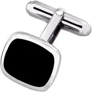 [Select Gifts] Box Set Shirt Black Tie Dress Studs Sterling Silver and Onyx Cushion Shape Cufflinks