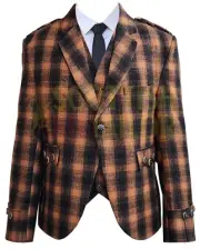 Scottish Tweed Wool Argyll kilt Jacket & Waistcoat Scottish Kilt Jacket For Sale