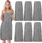 [Tigeen] 6 Pcs Bath Wraps for Women Waffle Spa Robe Adjustable Closure Elastic Top Lightweight Towel Dress