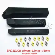 3PC 10+12+16mm SDJCR1010H07 +SDJCR 1212H07+SDJCR 1616H07 Lathe turn tool holders