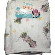 Disney Baby Minnie Mouse Girl Baby Blanket Polka Dot White Plush Soft NWT