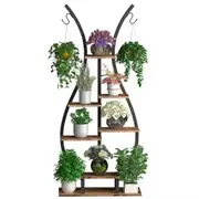 GREENYHAVEN Vase Shape Tall Planter Display RackGarden Plant Stand with 5 Tiers and Hangers