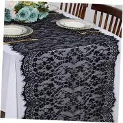 Lace Table Cloth Runner 30x120 Black Rustic Table Runner Soft Nylon Lace for