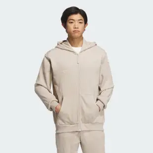 【adidas 愛迪達】外套 男款 運動連帽外套 ST GF KNJKT 米黃 IQ1372