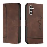 Closure Case with Flip Wallet Stand Function Cover for Samsung Galaxy S23 Fe - Brown