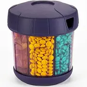 Mossime Supplement Pill Box with Extra Large 7 Compartments, TPU Soft Lid Easy Open Pill Organiser, One Month Travel Medication Organiser Storage Vitamin Holder, Medicine Container Pill Bottle (Purple)