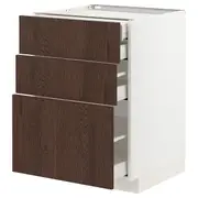METOD / MAXIMERA base cb 3 frnts/2 low/1 md/1 hi drw, white/Sinarp brown, 60x60x80 cm