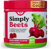 SimplyBeets Heart Gummies Daily Blood Pressure Support for Circulation - Delicious Heart Health Gummies - Grape Seed Extract & Non-GMO Beet Energy Gummy Chews - Pomegranate Berry Flavor, 60 Gummies