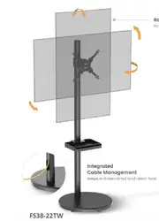 Brateck Mobile Spring assisted Display Floor Stand Fit Most 17'-35' Monitor Up to 10kg per screen VESA 75x75/100x100(NEW) Black colour FS38-22T