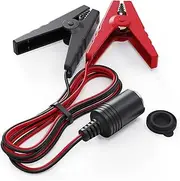 GICLE DC 12 Volt Power Supply Adapter Transformer for Tire Inflator Car Battery Jumper Cable Clamps Brass Insulated Alligator Clips Black