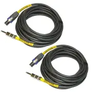 25 ft Pair genuine PLOYNK AUDIO 12 ga gauge speakon to 1/4 PA DJ speaker cables