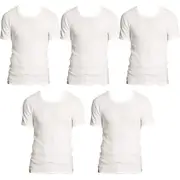 5 Pk Holeproof Aircel Thermal Mens T-shirt Short Sleeve Tee Top MYQ31A White Waffle Knit