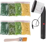 HQHG Mini Static Grass Flocking Applicator, 8 Colours, DIY Scenic Modeling Tool, Ages All, Includes Brush, 8x Static Grass, Applicator, Manual