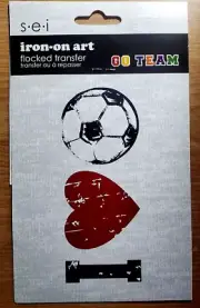 SEI Iron-On Art Flocked Transfer GO TEAM – I Heart SOCCER - 1 pc