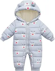 [CUATINTUO] Baby Boys Girls Winter Warm Hooded Onesie Snowsuit Thick Outerwear Romper