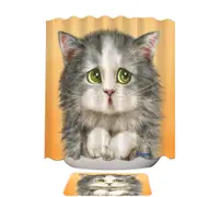Cats Cute Faces Drawings the Regretful Grey Kitten Shower Curtain