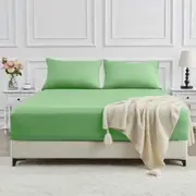 LINENOVA 2000TC Cooling Bamboo Fitted Sheet Pillowcases Combo Set - Avocado