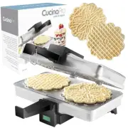 Pizzelle Maker- Polished Electric Baker Press Makes Two 5-Inch Cookies at Onc...