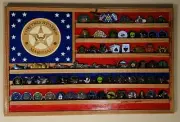 US MARSHAL CHALLENGE COIN DISPLAY FLAG - SOLID HARDWOOD. Blu/red/Blu