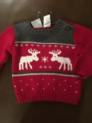 Gymboree Red Moose Pull Over Sweater Size 3-6 Months NWT