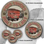 Vintage Ford Truck Built To Last Design Reproduction Aluminum Circle Sign